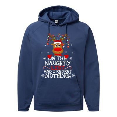 IM On The Naughty List Funny Reindeer Christmas Pajamas Gift Performance Fleece Hoodie