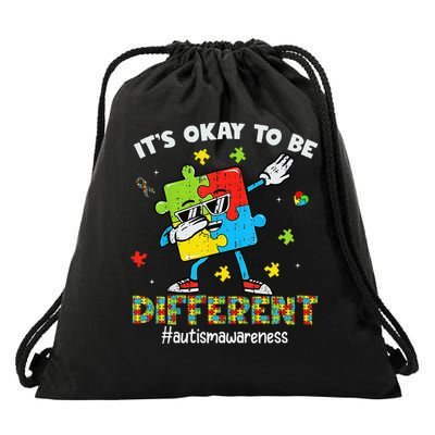 Its Ok To Be Different Dabbing Puzzle Autism Awareness Drawstring Bag