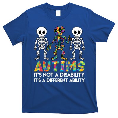 It's Ok To Be Different Skeleton Autism Awareness Funny Gift Cute Gift T-Shirt