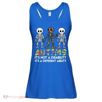 It's Ok To Be Different Skeleton Autism Awareness Funny Gift Cute Gift Ladies Essential Flowy Tank