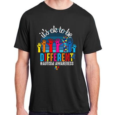 It's Ok To Be Different Autism Awareness Hands Heart Rainbow Adult ChromaSoft Performance T-Shirt