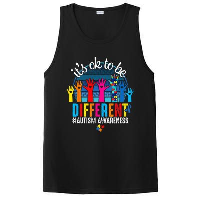 It's Ok To Be Different Autism Awareness Hands Heart Rainbow PosiCharge Competitor Tank