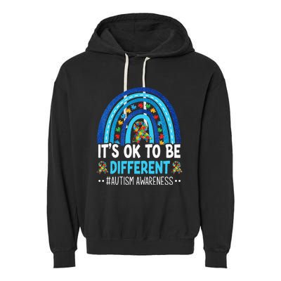 It's OK To Be Different Autism Awareness month Rainbow Mom Garment-Dyed Fleece Hoodie