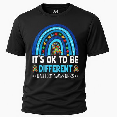 It's OK To Be Different Autism Awareness month Rainbow Mom Cooling Performance Crew T-Shirt