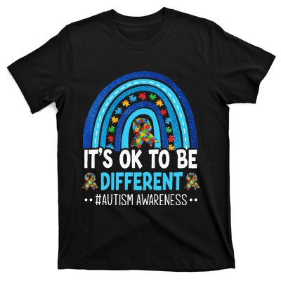 It's OK To Be Different Autism Awareness month Rainbow Mom T-Shirt