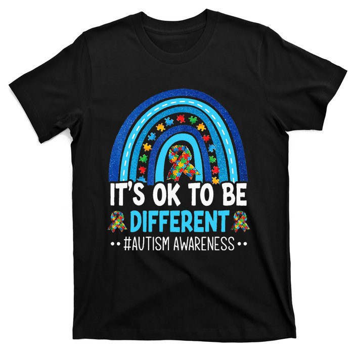 It's OK To Be Different Autism Awareness month Rainbow Mom T-Shirt