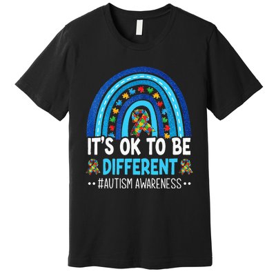 It's OK To Be Different Autism Awareness month Rainbow Mom Premium T-Shirt