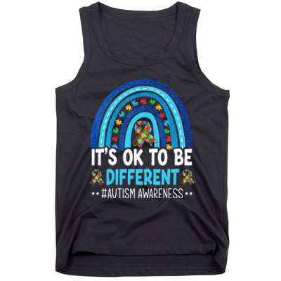 It's OK To Be Different Autism Awareness month Rainbow Mom Tank Top