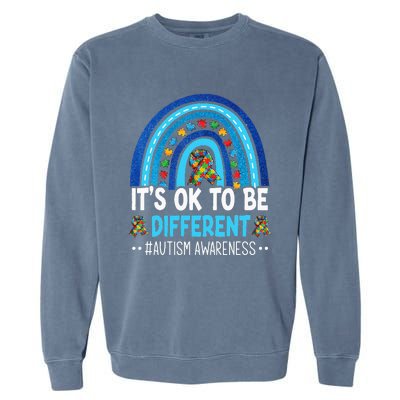 It's OK To Be Different Autism Awareness month Rainbow Mom Garment-Dyed Sweatshirt