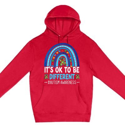 It's OK To Be Different Autism Awareness month Rainbow Mom Premium Pullover Hoodie