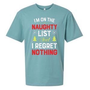 Im On The Naughty List Funny Christmas Xmas Gifts Sueded Cloud Jersey T-Shirt