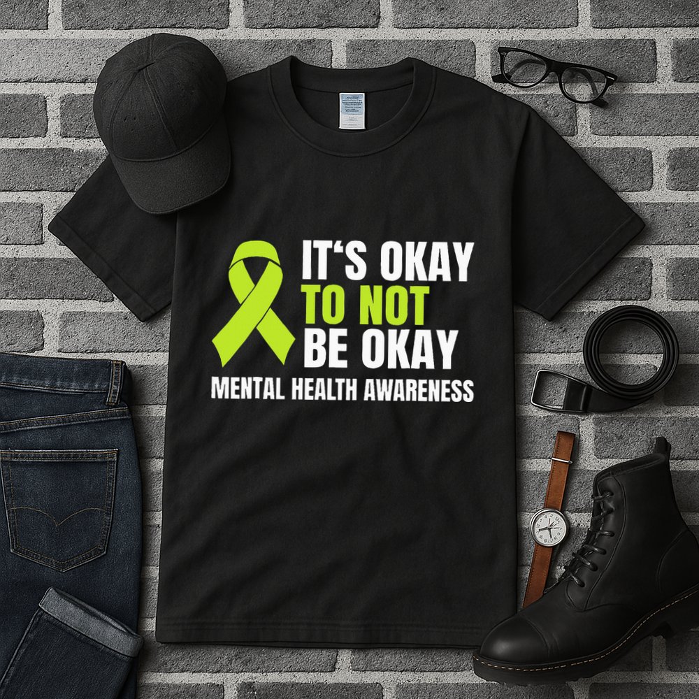 ItS Okay To Not Be Okay Mental Health Ribbon Tall T-Shirt