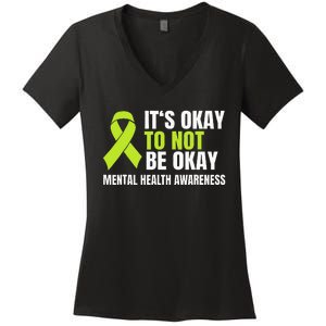 ItS Okay To Not Be Okay Mental Health Ribbon Women's V-Neck T-Shirt