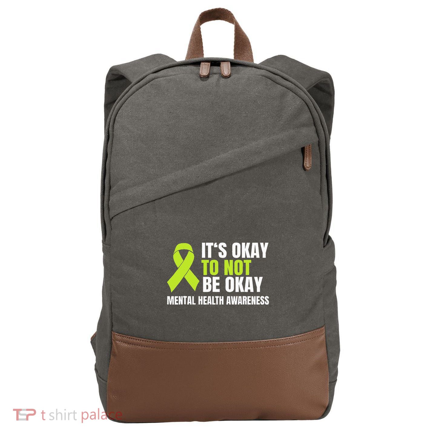 ItS Okay To Not Be Okay Mental Health Ribbon Cotton Canvas Backpack