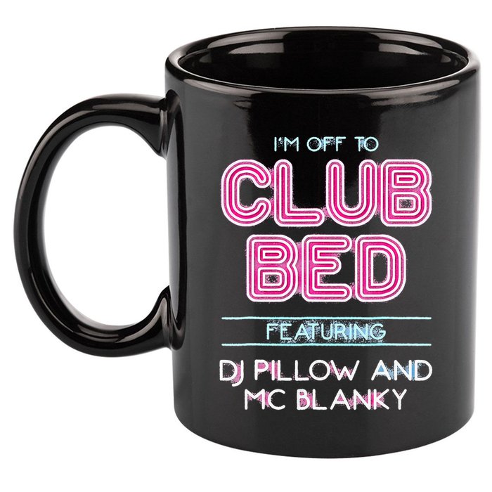 IM Off To Club Bed Featuring Dj Pillow And Mc Blanky 11oz C Handle Ceramic Mug