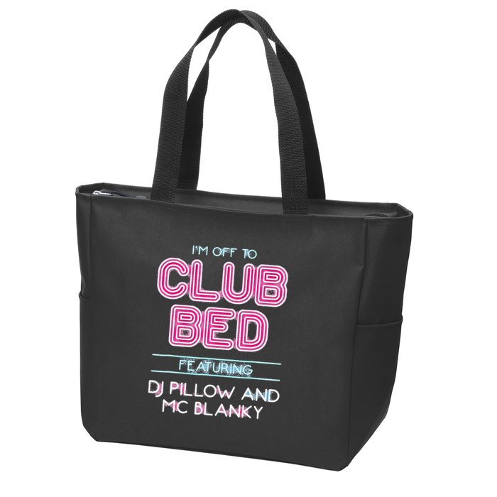 IM Off To Club Bed Featuring Dj Pillow And Mc Blanky Zip Tote Bag