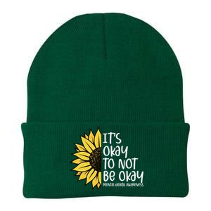 Its Okay To Not Be Okay Sunflower Mental Health Awareness Knit Cap Winter Beanie