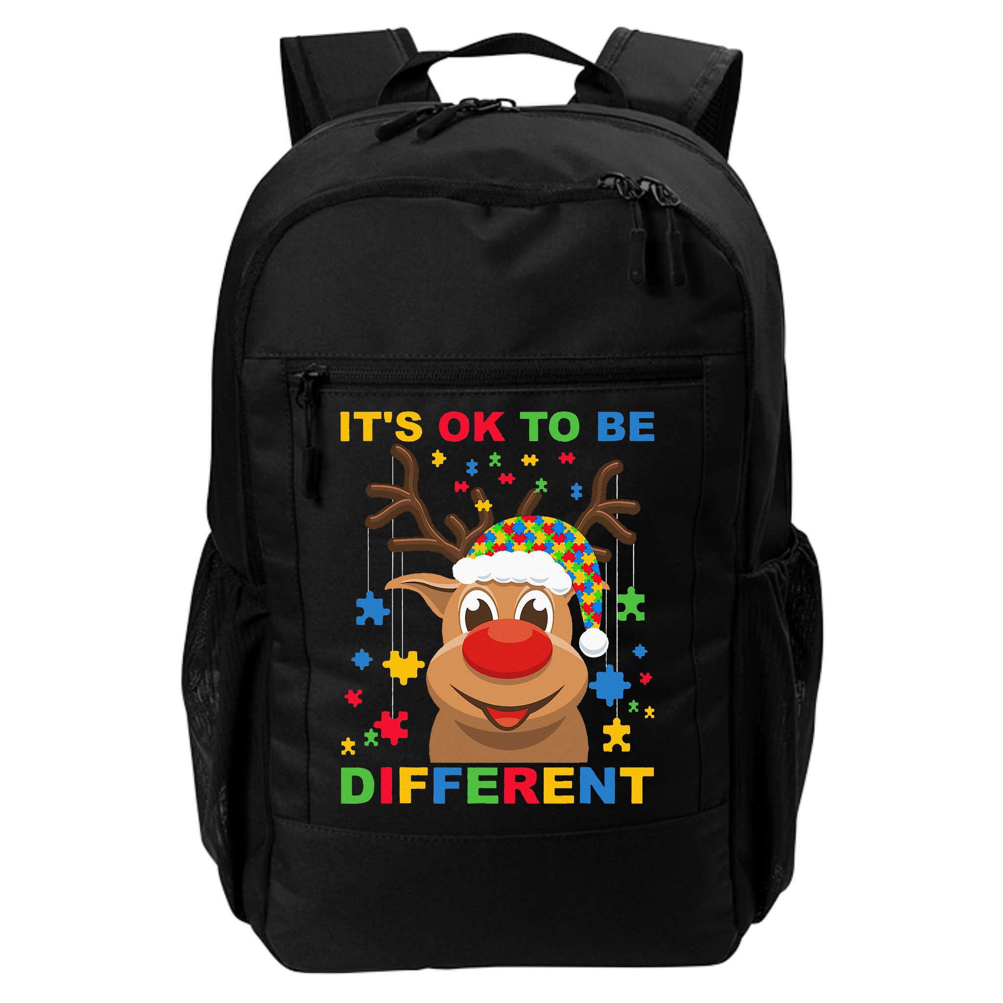 its ok to be different reindeer autism christmas Backpack