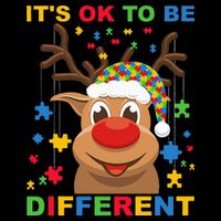 its ok to be different reindeer autism christmas Bucket Hat
