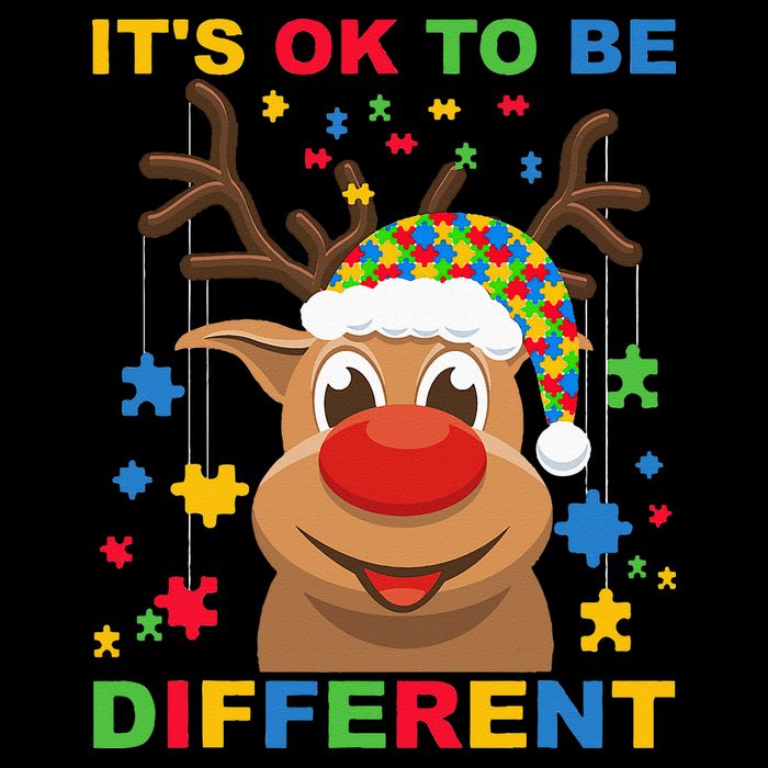 its ok to be different reindeer autism christmas Bucket Hat