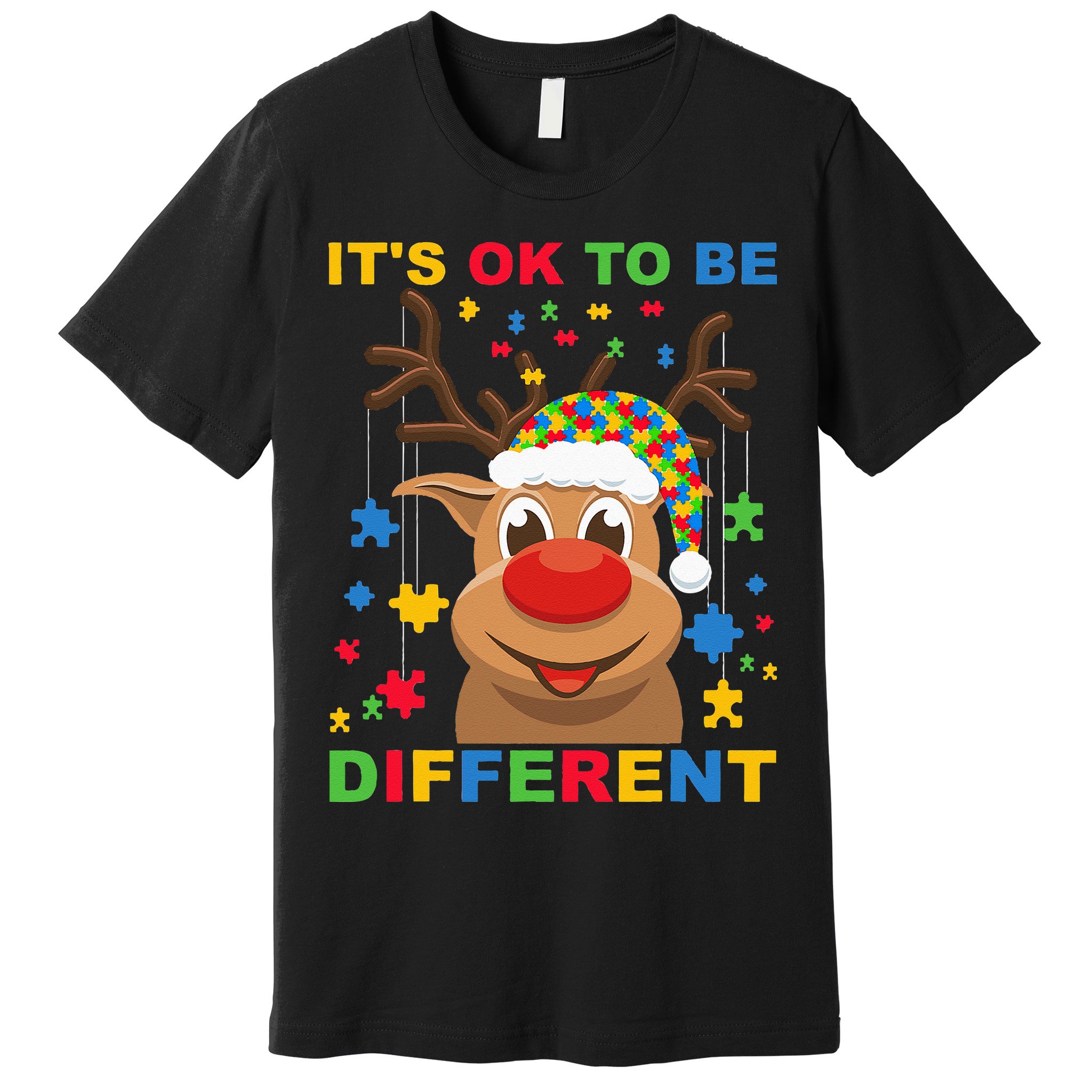 its ok to be different reindeer autism christmas Premium T-Shirt