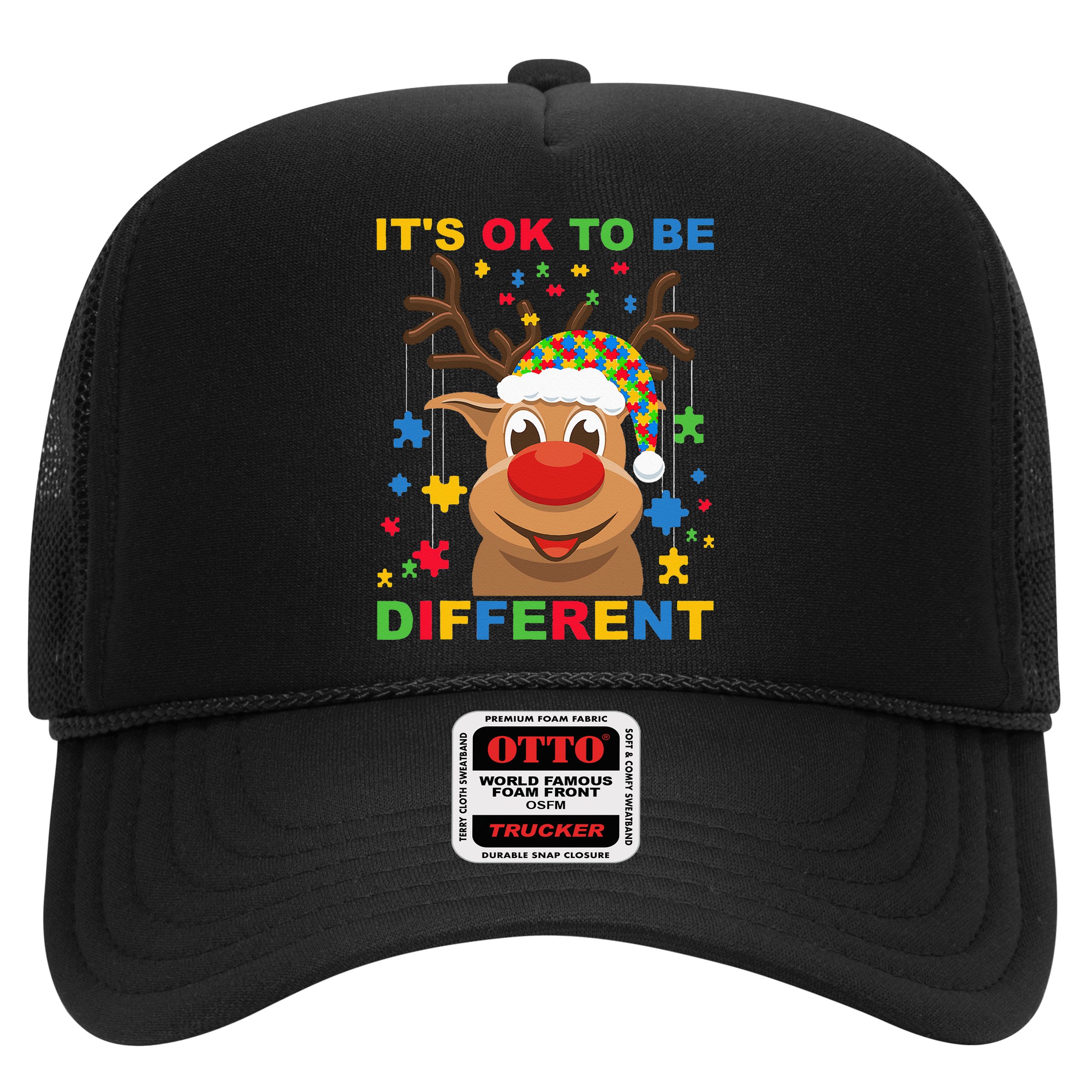 its ok to be different reindeer autism christmas Hat