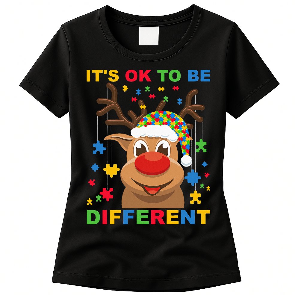 its ok to be different reindeer autism christmas Womens T-Shirt