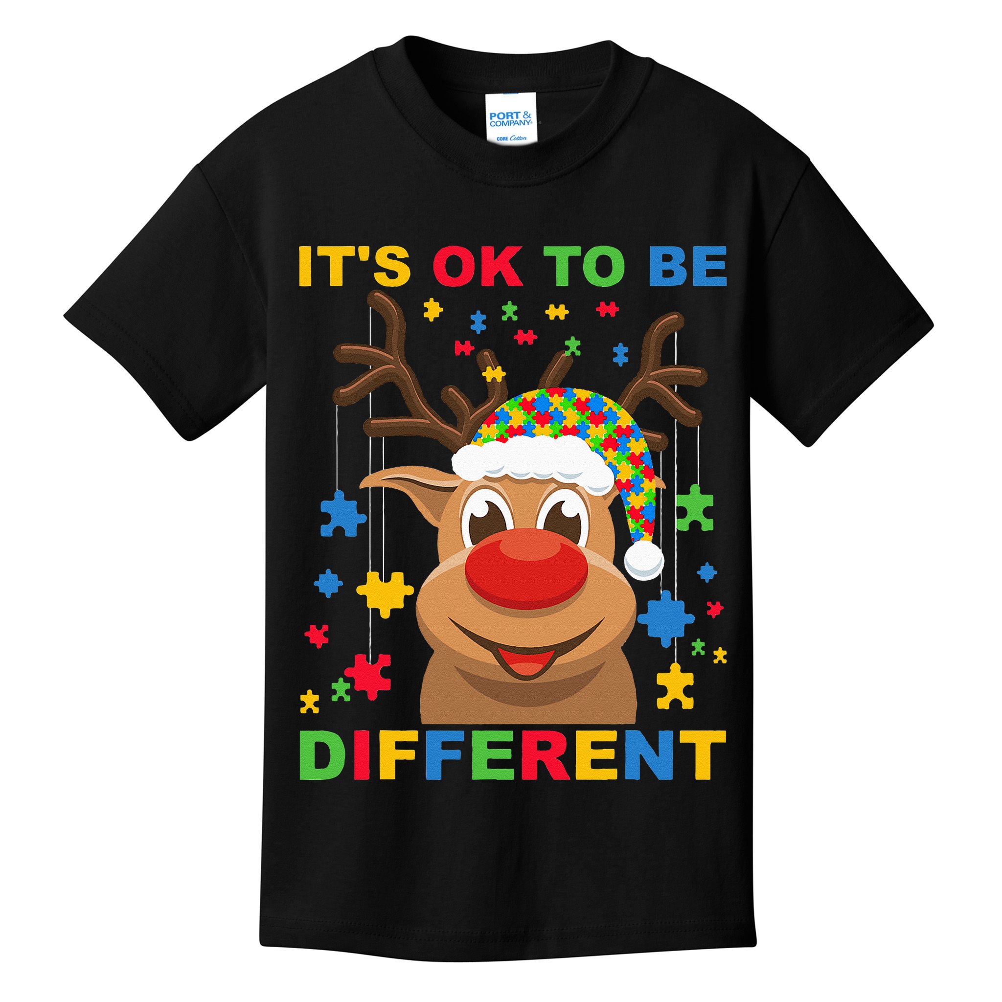 its ok to be different reindeer autism christmas Kids T-Shirt