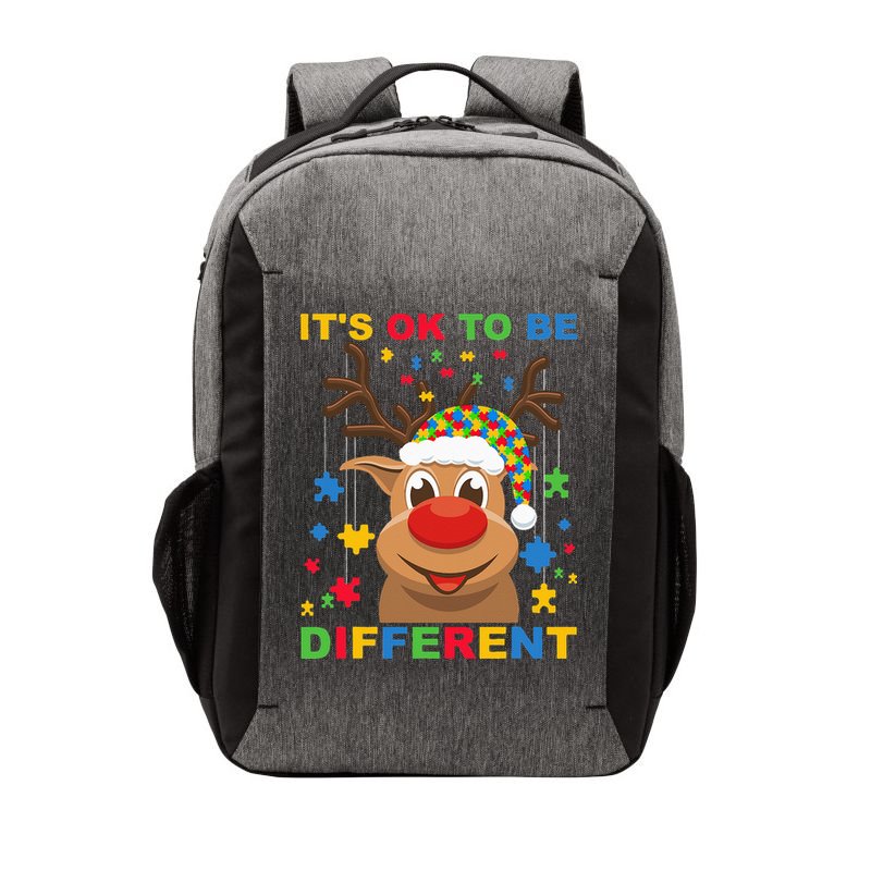 its ok to be different reindeer autism christmas Vector Backpack