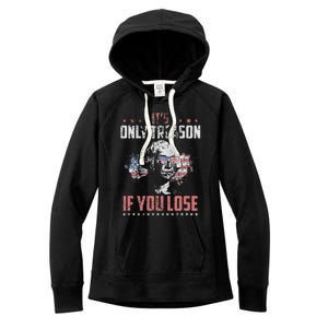 Its Only Treason if you Lose George Washington American Flag Women's Fleece Hoodie