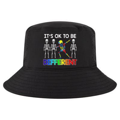 its ok to be different autism awarenes dabbing skeleton Cool Comfort Performance Bucket Hat