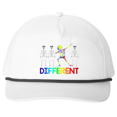 its ok to be different autism awarenes dabbing skeleton Snapback Five-Panel Rope Hat