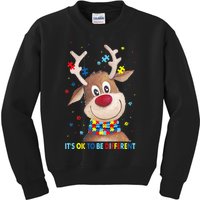 It's Ok To Be Different Reindeer Christmas Autism awareness Kids Sweatshirt