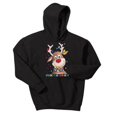 It's Ok To Be Different Reindeer Christmas Autism awareness Kids Hoodie