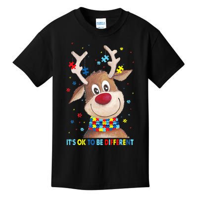 It's Ok To Be Different Reindeer Christmas Autism awareness Kids T-Shirt