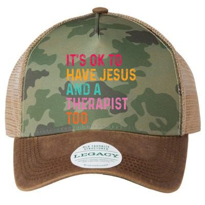 ItS Ok To Have Jesus And A Therapist Too Therapy Christians Legacy Tie Dye Trucker Hat