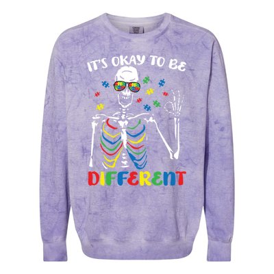 Its Okay To Be Different Autism Awareness Skeleton Puzzle Cool Gift Colorblast Crewneck Sweatshirt