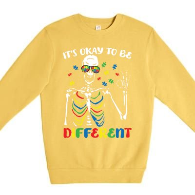 Its Okay To Be Different Autism Awareness Skeleton Puzzle Cool Gift Premium Crewneck Sweatshirt