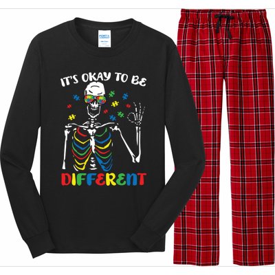 Its Okay To Be Different Autism Awareness Skeleton Puzzle Cool Gift Long Sleeve Pajama Set