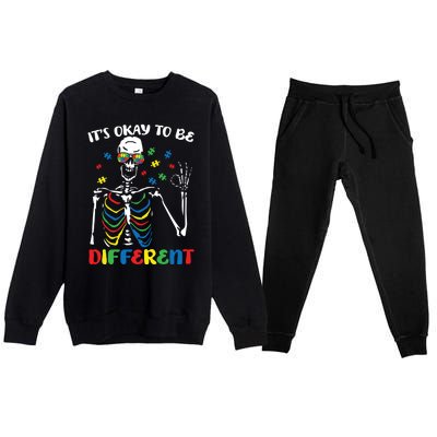 Its Okay To Be Different Autism Awareness Skeleton Puzzle Cool Gift Premium Crewneck Sweatsuit Set