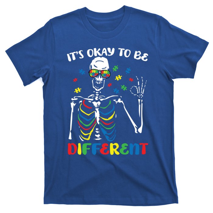 Its Okay To Be Different Autism Awareness Skeleton Puzzle Cool Gift T-Shirt