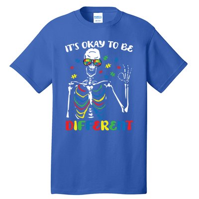 Its Okay To Be Different Autism Awareness Skeleton Puzzle Cool Gift Tall T-Shirt