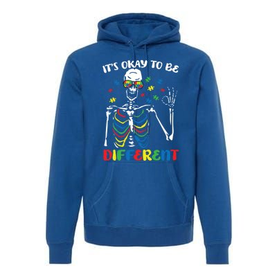 Its Okay To Be Different Autism Awareness Skeleton Puzzle Cool Gift Premium Hoodie