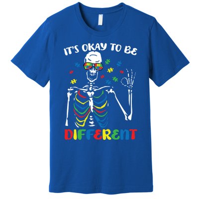 Its Okay To Be Different Autism Awareness Skeleton Puzzle Cool Gift Premium T-Shirt