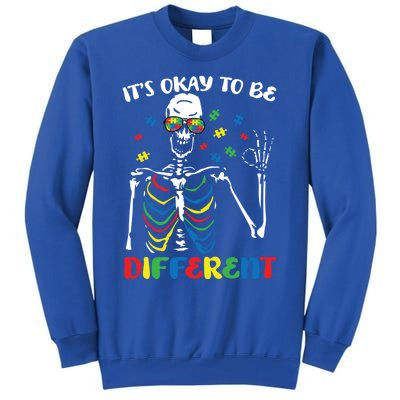 Its Okay To Be Different Autism Awareness Skeleton Puzzle Cool Gift Tall Sweatshirt