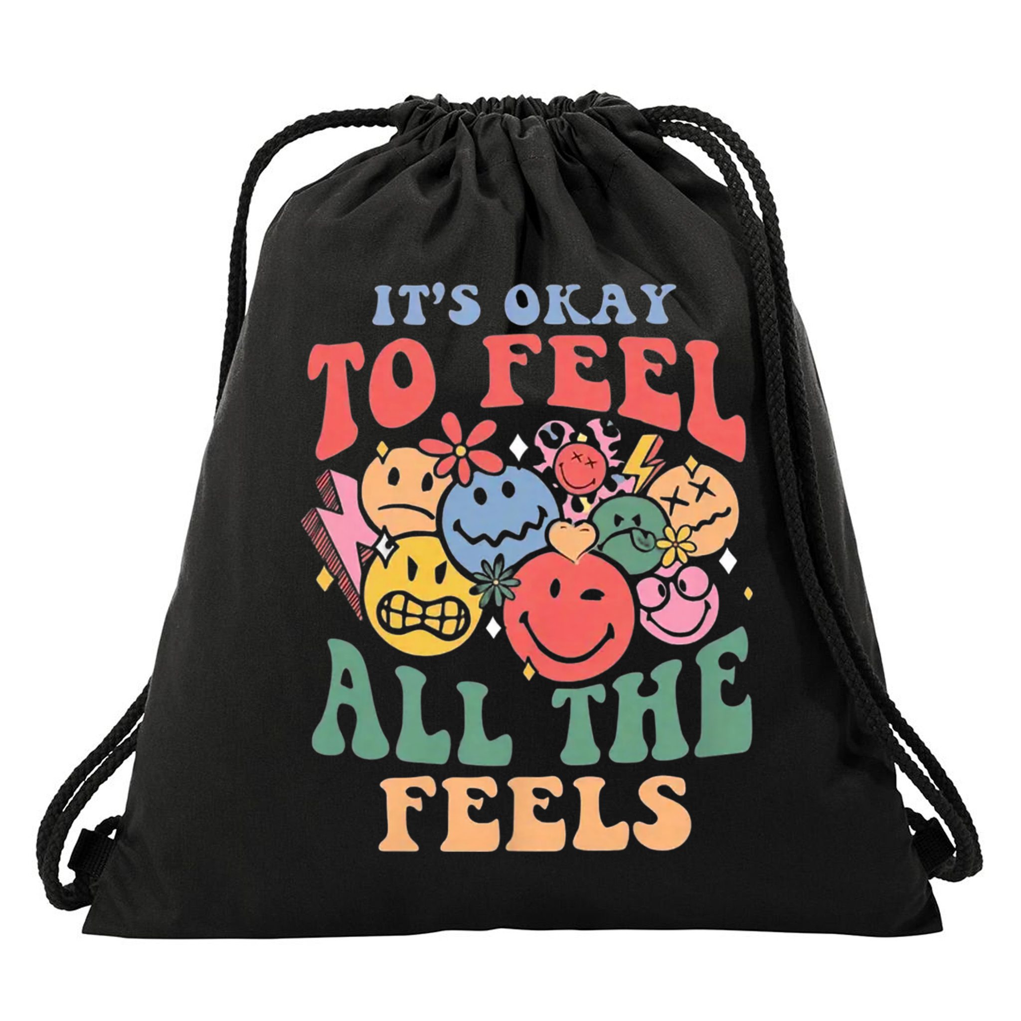 ItS Ok To Feel All The Feels Emotional Wellness Drawstring Bag