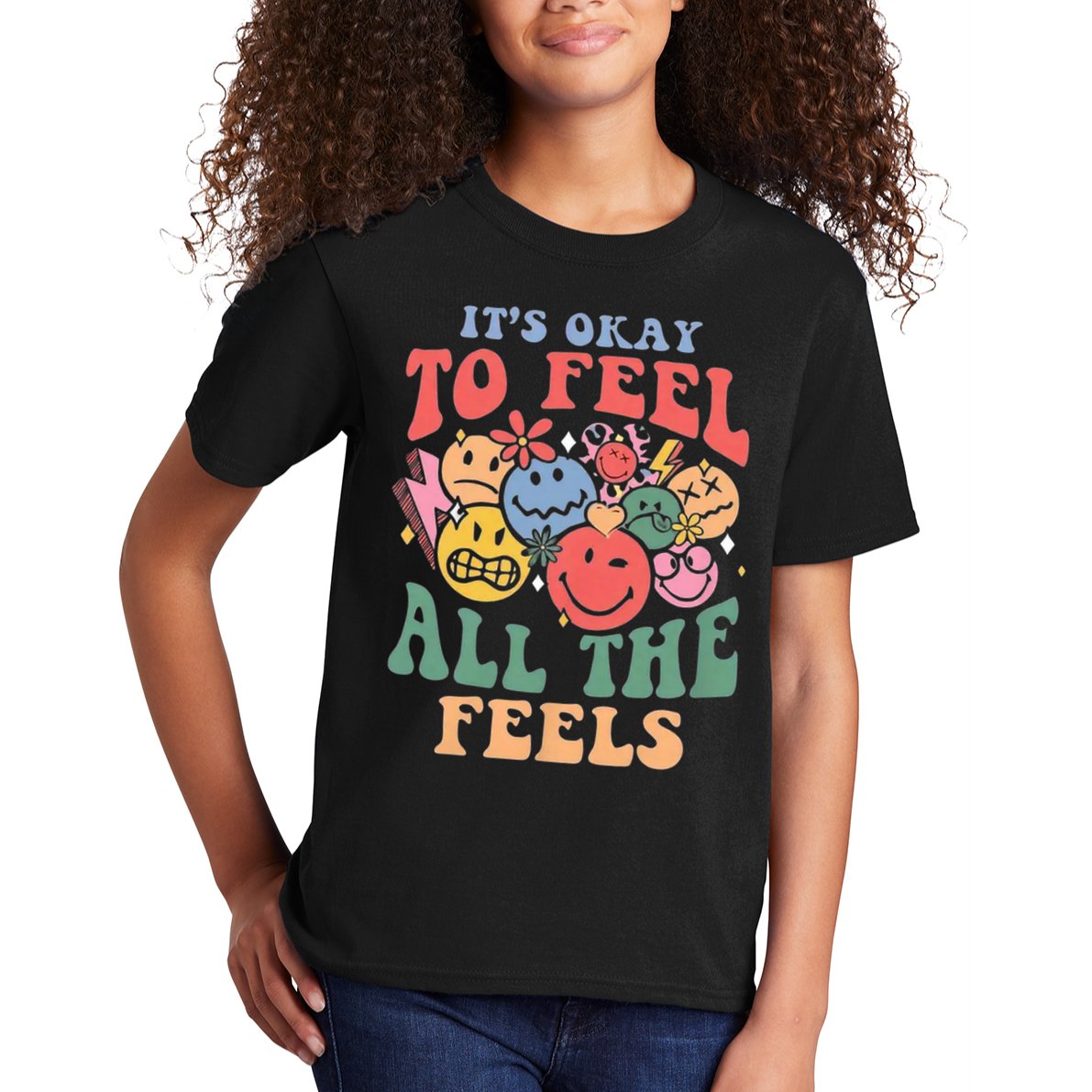 ItS Ok To Feel All The Feels Emotional Wellness Kids T-Shirt