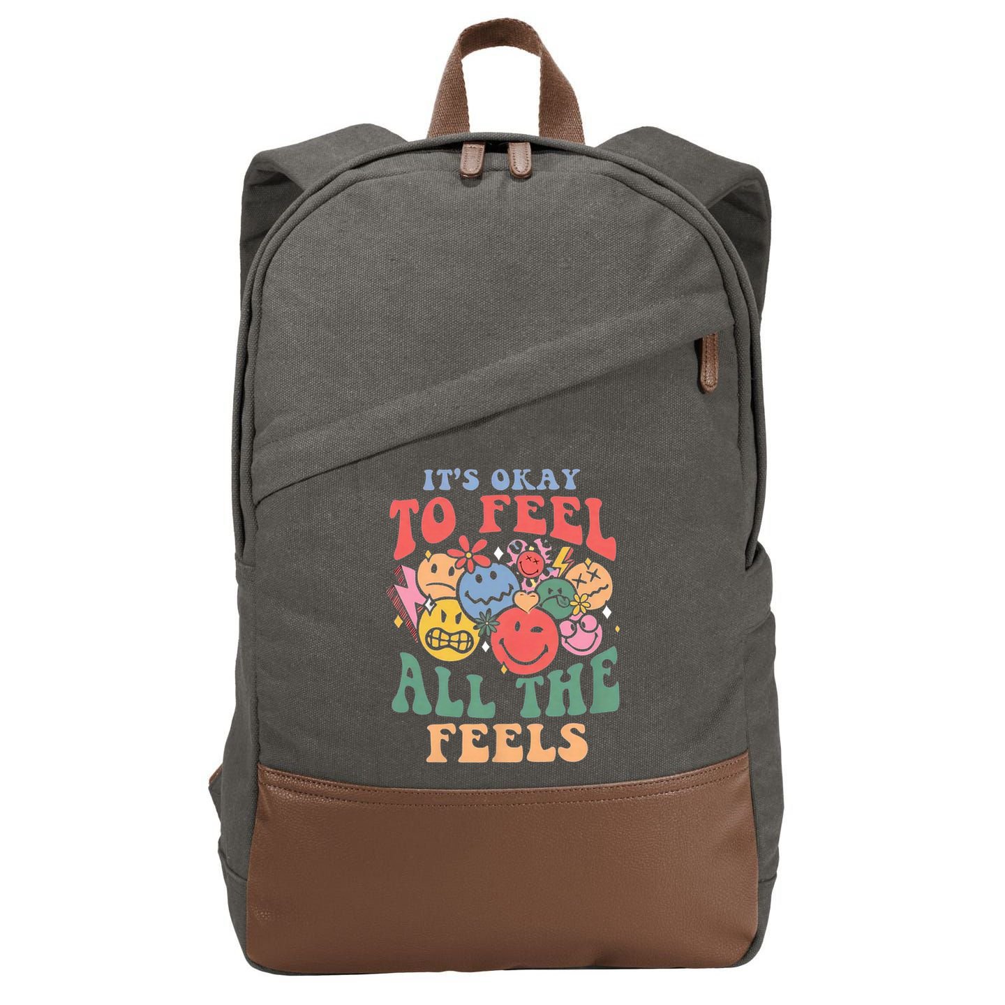ItS Ok To Feel All The Feels Emotional Wellness Cotton Canvas Backpack