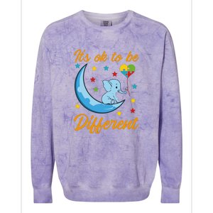 It's Ok To Be Different Cute Elephant Autism Awareness Month Gift Colorblast Crewneck Sweatshirt