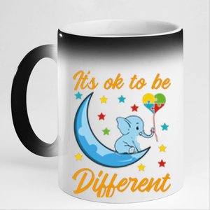 It's Ok To Be Different Cute Elephant Autism Awareness Month Gift 11oz Black Color Changing Mug